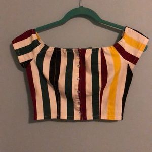 Stripped Off the Shoulder Top